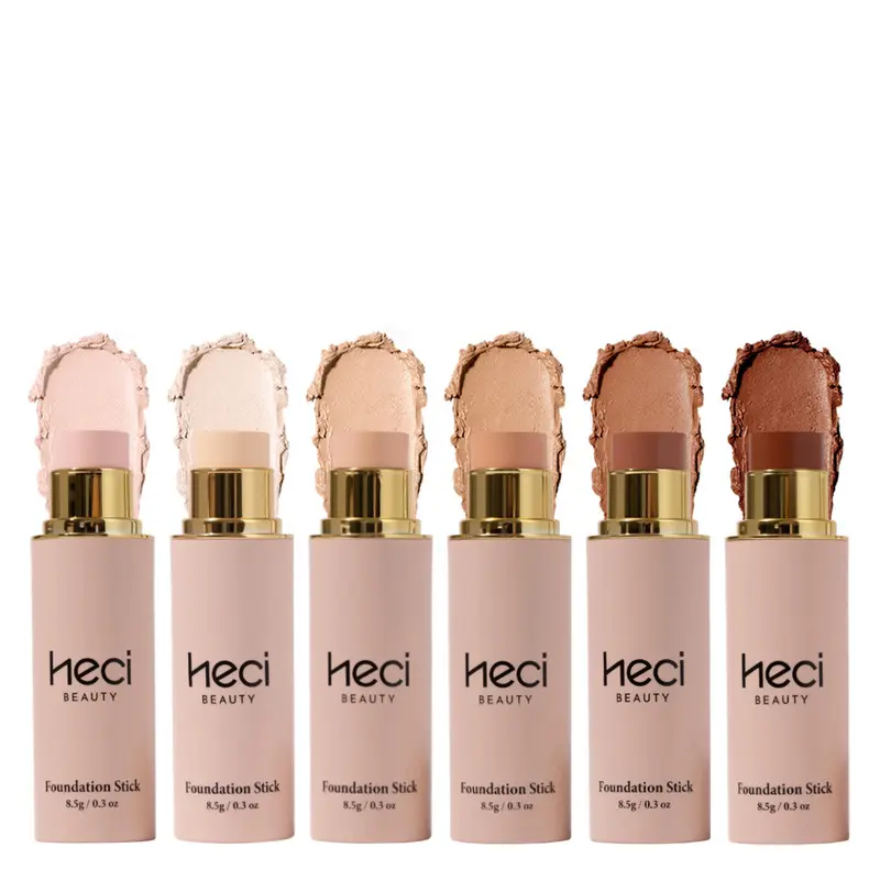 HECI BEAUTY 2-In-1 Concealer & Foundation Stick - Lightweight Formula Foundation, Multi-Tone Buildable (6 Shades), Smoothing Texture, Even Skin Tone, Long-Wear, Complexion Perfecting for All Skin Types, Cosmetic Concealer Highlighter