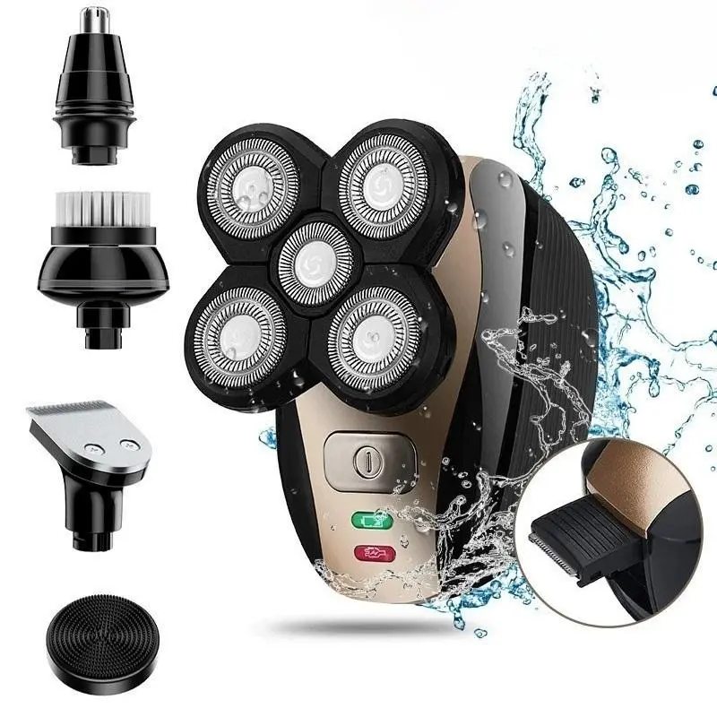 Portable Men's Electric Shaver Set, 5-In-1 Wet/dry Cordless Rotary Shaver, 5 Blades Trimmer, Waterproof Rotating Blade, Gift for Boyfriend Husband, Usb Rechargeable Shaver, Rechargeable Rotary Shavers