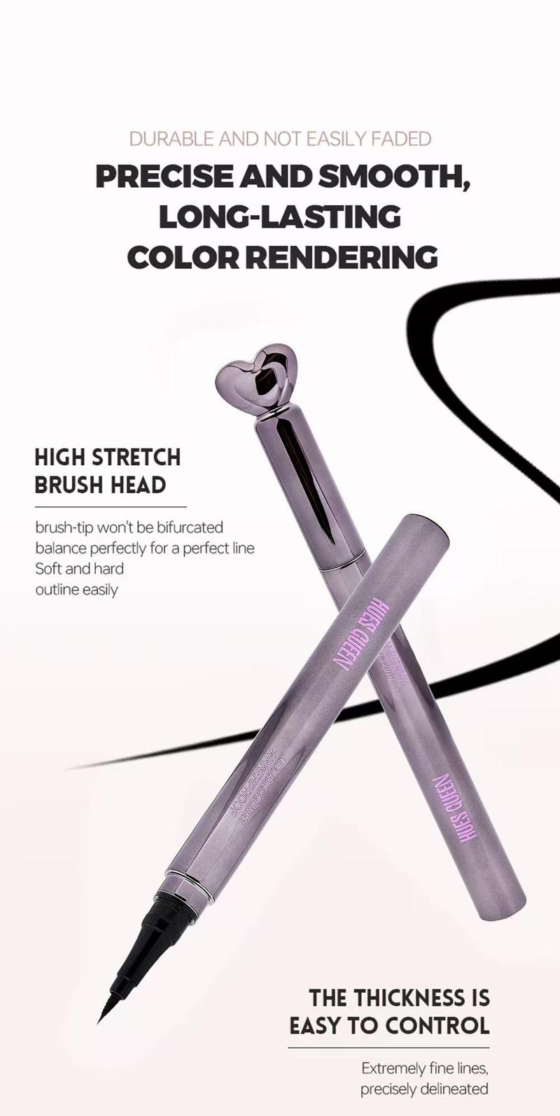 CKNGN Black Liquid Eyeliner with Spiral Fine Tip, Smooth Waterproof Smudge-Proof Quick Dry Makeup Eyeliner, Long-Lasting High Pigment, Heart Cap Design, Gift for Women, Valentine’s Day & Christmas marker makeup eyeliner eyeliner stamp Natural Individual L