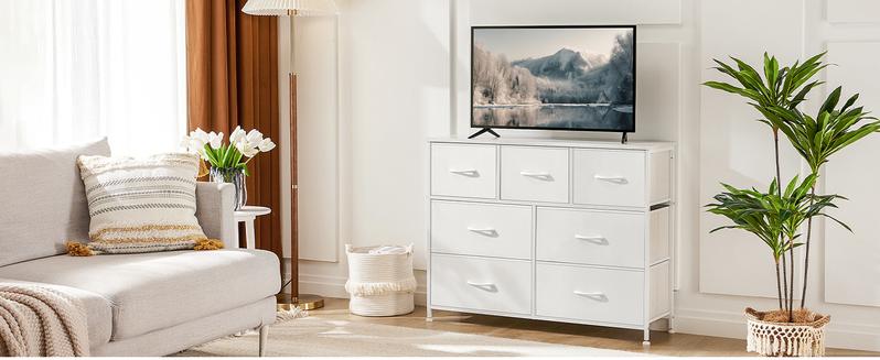 【Deal】7 Drawers Dresser for Bedroom and TV Stand, Fabric Storage Tower for Clothes, Baby Stuff