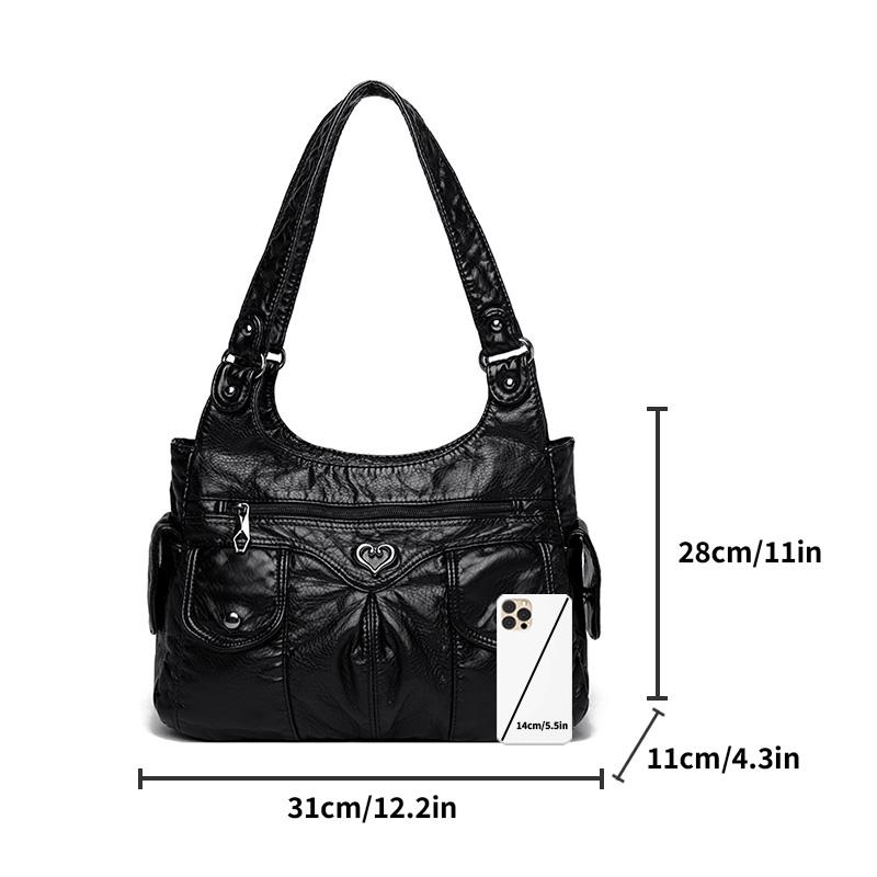 Women's Punk Rivet Studded Purse, PU Leather Funky Satchel Shoulder Handbag with Multi Pockets for Daily Use