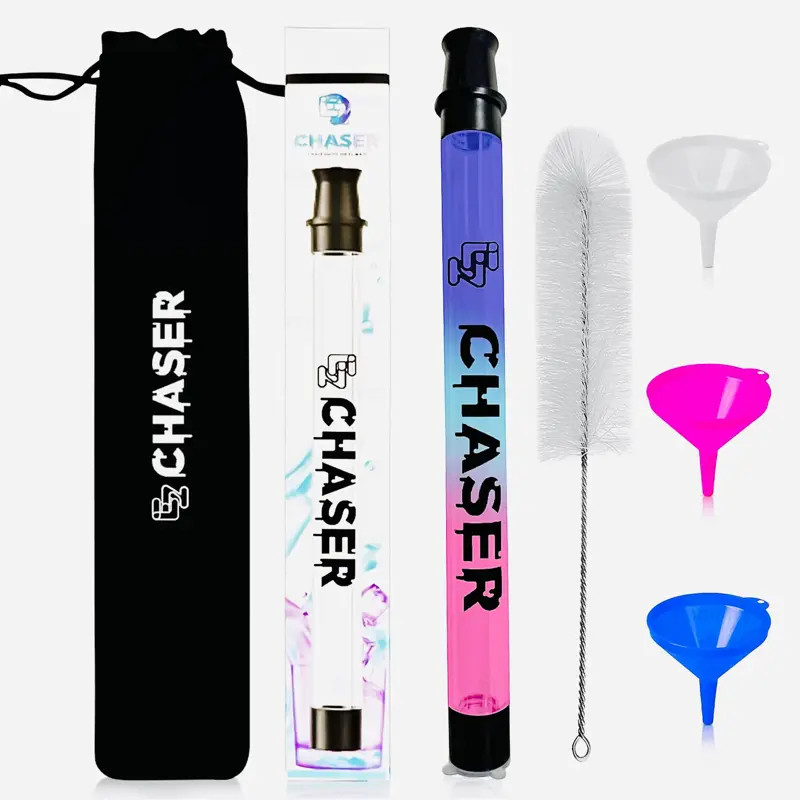 Chaser Brand Shot Glass Straw Duo - Stylish Leak-Proof Drinkware for Any Bottle or Glass - Perfect Gift for Smooth Sipping - Includes Funnel & Cleaning Brush