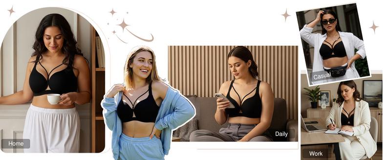 WMBras Women Seamless Push Up Padding Bras underwire Comfortable 3/4 cup Bra Buttery Soft Deep V Everyday Tshirt Bra