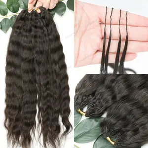 Wet and Wavy Feather Crochet Human Hair Extensions For Braiding Pre Separated Knotless Crochet Hair Bundles For Boho Braids Reusable 60g/Pack