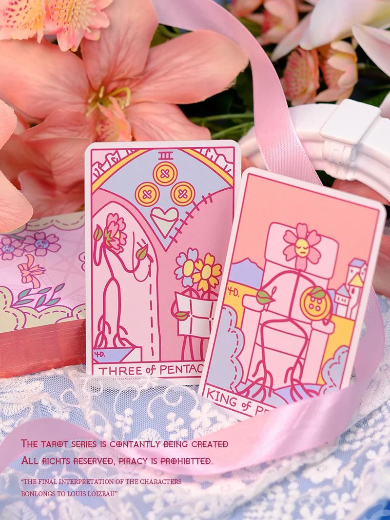 【Wohstudios】Ridiculous Flowers Standard Edition Quirky Simple Cute Drawing Style Tarot Cards, Copperplate Paper