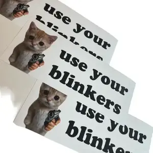 El Gato "Use Your Blinkers" Wall Sticker - Cardecal Design, Includes Multiple Types of Stickers for Car Decals, License Plate & Window Stickers