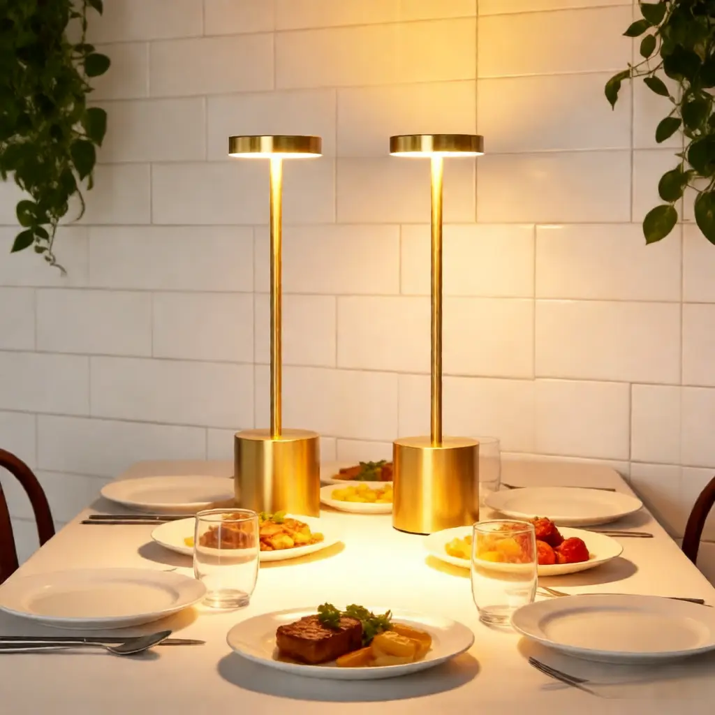 2 Pack Gold LED Home Decoration Lamps - USB Rechargeable, 3-Light Source, 13.78in Tall Table Bedside Lamp, Ambient Lighting for Bedroom, Desk, Home Decoration Lamp