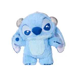 Genuine Disney Stitch Series No.12 Cool Standing Plush Doll with Headphones, Desktop Ornament & Gift Toy