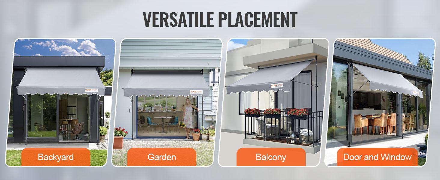 VEVOR Manual Retractable Awning, 78" Outdoor Retractable Patio Awning Sunshade Shelter, Adjustable Patio Door Window Awning Canopy with 39" Sun Shade Curtain for Backyard, Garden, Balcony VEVOR Manual Retractable Awning, 78" Outdoor Retractable Patio Awning Sunshade Shelter, Adjustable Patio Door Window Awning Canopy with 39" Sun Shade Curtain for Backyard, Garden, Balcony
