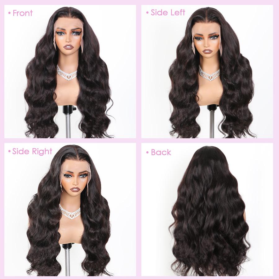 Pizazz Hair Body Wave Ready To Go Glueless Wigs 13x6 Pre Cut HD Lace Frontal Wig with Natural Pre plucked Hairline