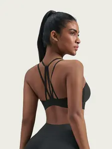 xelle Women's High Neck Sports Bra with Mesh Panel - High Support Wirefree Padded Workout Crop Top for Running, Gym & Fitness