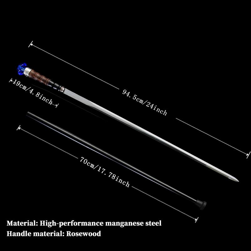 Authentic1060 High Carbon Steel Heat-Tempered Hand-Forged Blue Diamond Scepter - Multifunctional SwordCane With Unique Diamond-Shaped Handle, Stylish &Durable, Fashion Decorative Wand Gent Leman Elegant,Cosplay, The Best Gift