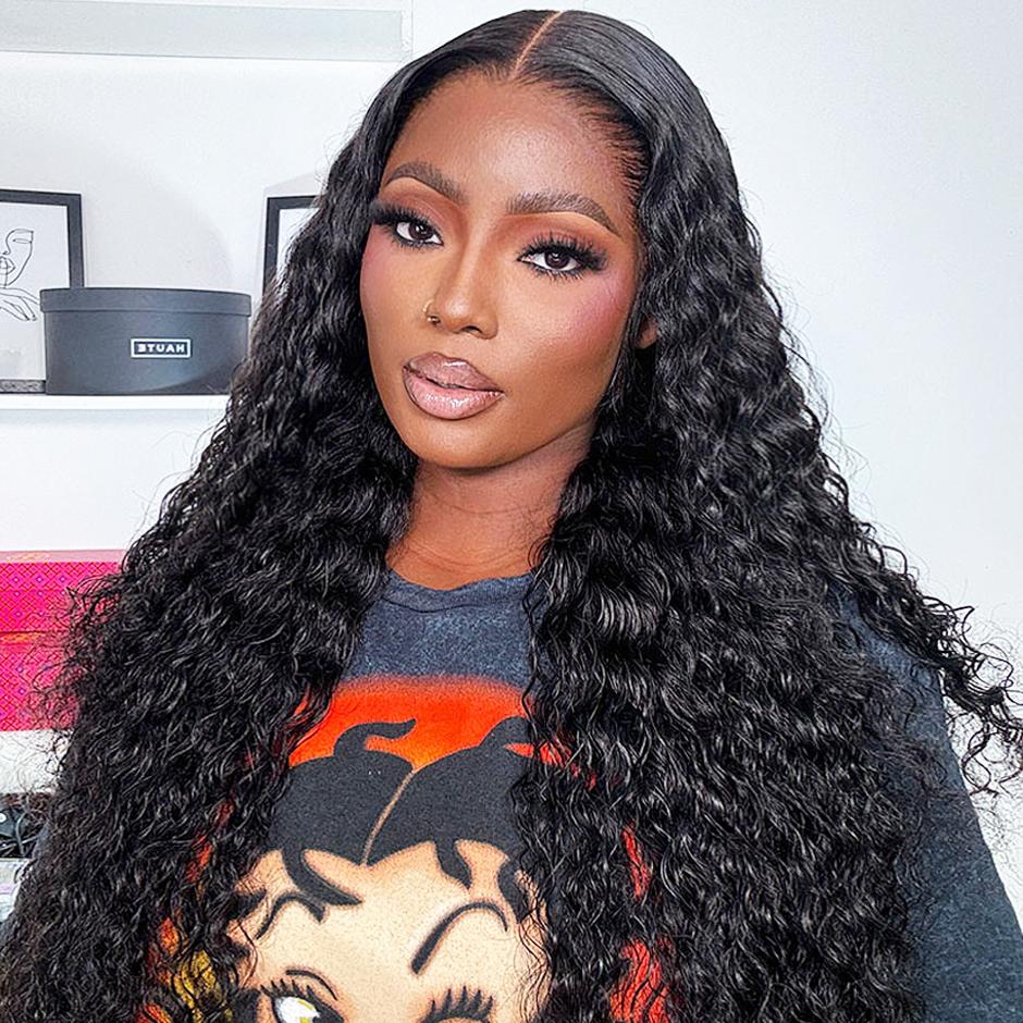 FORGIRLFOREVER 7x5 Wear Go Glueless Wig Pre-Cut Bleached Knots Water Wave Wig Ready To Wear And Go Wig Natural Wave Human Hair Wigs