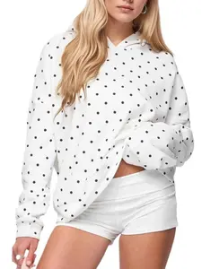 2026 New Fashion Collection Comfortable Hoodie For Everyday Stylish Wear Perfect Dot Print Top For Fun Fashion Looks