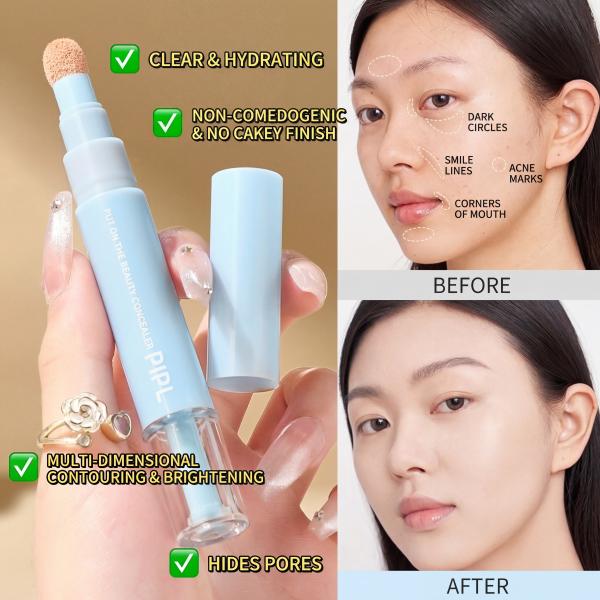 [PIPL]Dual-effect Concealer & Foundation Eye Concealer - 24-hour long-lasting, high-coverage matte finish. Korean pressed powder foundation for a flawless complexion. Covers acne marks, sculpts the nose, and nourishes the skin.