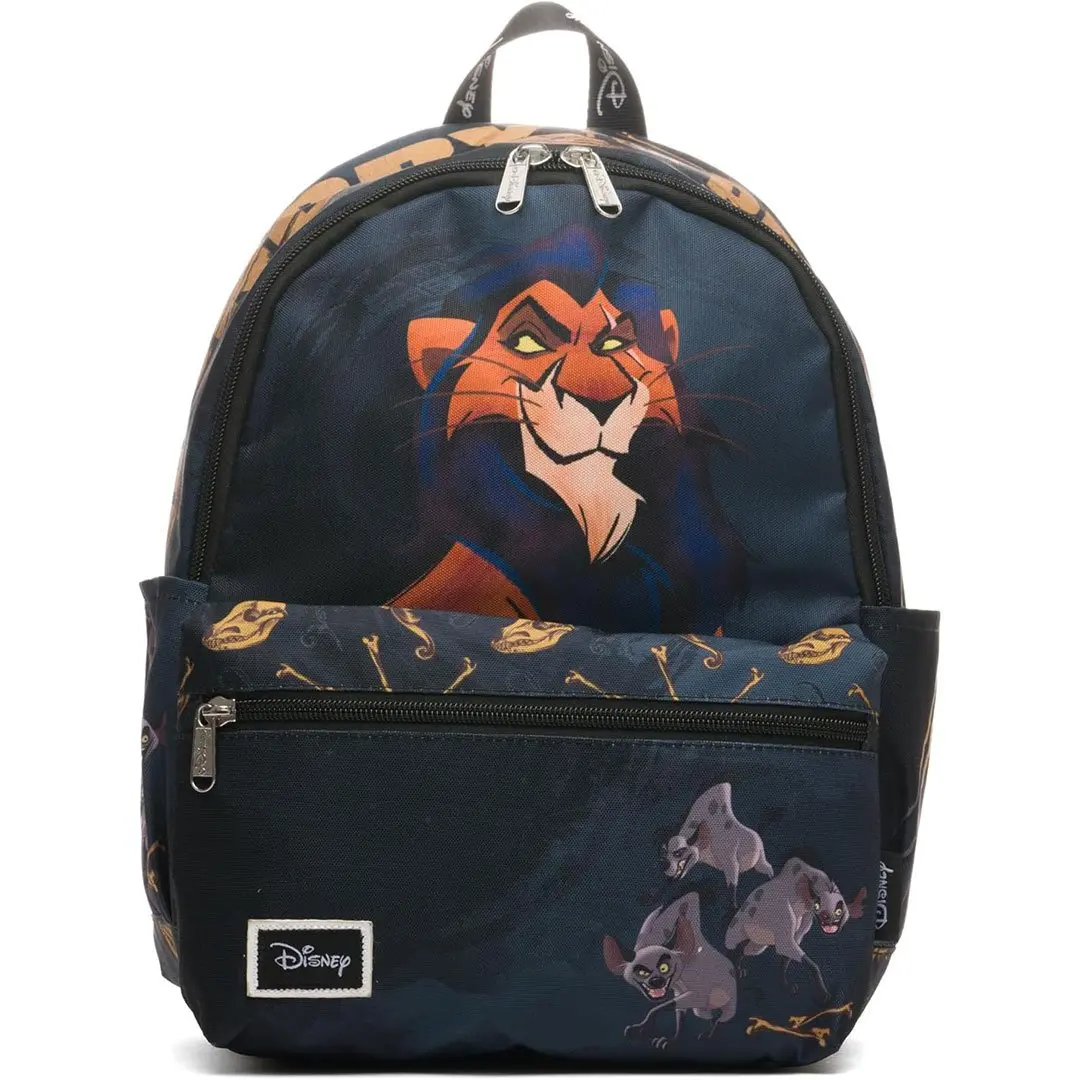 13-Inch The Lion King Scar Animated Character Graphic Nylon Mini Backpack, Multi-Pocket Functional Daypack, Backpacks for School