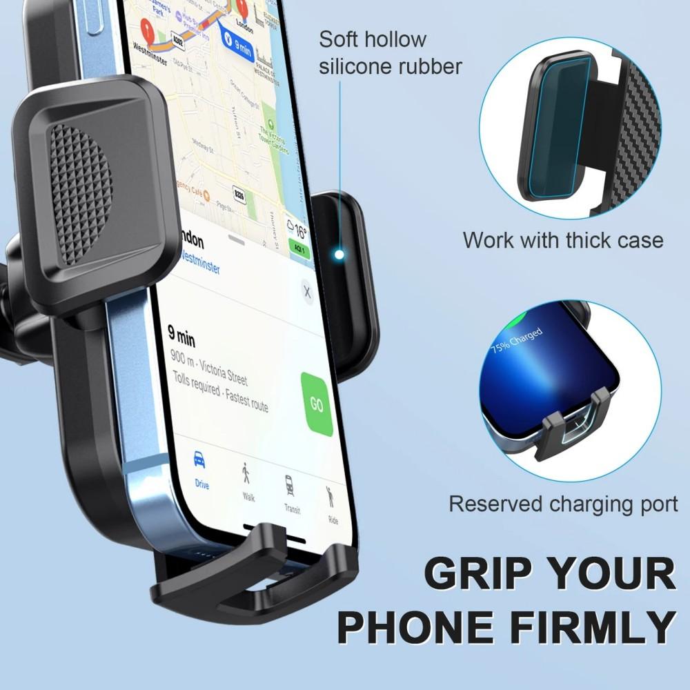 360° Rotation Navigation Holder Carbon Fiber Car Air Vent Clip On Phone Mount, One-Touch Release, Shockproof Phone Holder Stand, Universal Fit for iPhone 11-17 Series Samsung S20-S24 Series Google Pixel 4-7 Series All 4-7" Smartphones