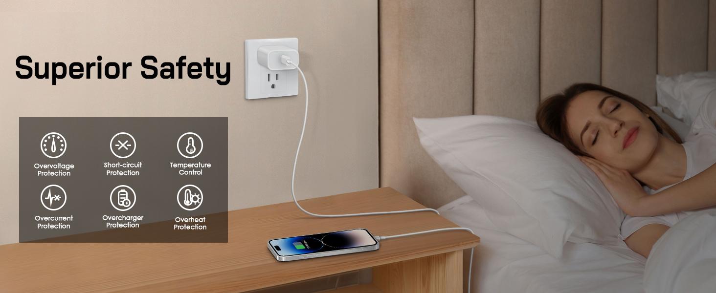 6FT Super Fast Charging 4-Pack Type-C Wall Charger Block with 4-Pack USB-C to Lightning Cable for iPhone 14/13/12 AirPods Pro Mobile Smartphone Device Cellphone