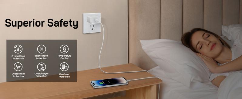 6FT Super Fast Charging 4-Pack Type-C Wall Charger Block with 4-Pack USB-C to Lightning Cable for iPhone 14/13/12 AirPods Pro Mobile Smartphone Device Cellphone