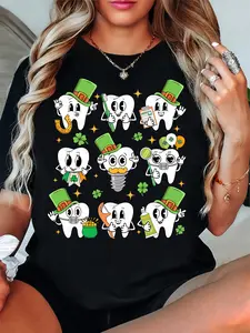 Cotton St PatrickS Day Teeth Print Tshirt Dentist Group Tshirt Dental Assistant Tshirt 9 Funny Teeth Tshirt