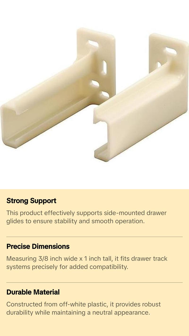 Mobile Home Parts Direct Drawer Track Back Plate, 3/8 In. x 1 In., Plastic, Off-White (1 Pair)