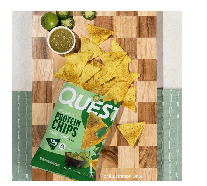 Quest Tortilla Style Protein Chips, Salsa Verde Flavored, Baked, 1.1oz, 4 Bags
