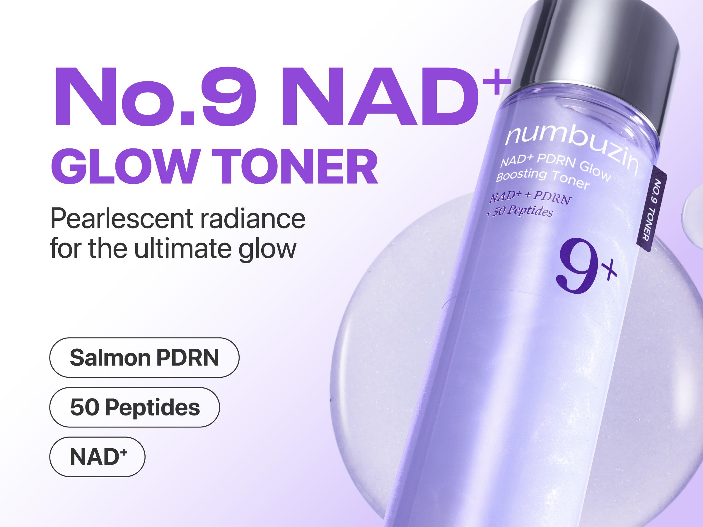 [numbuzin Official] No.9 NAD+ Glow PM Set | No.9 Toner + Essence + Eye Cream | Firming, Wrinkles, Fine Lines, Anti-aging | NAD+, Peptides, Retinol, PDRN, Caffeine, Ceramides