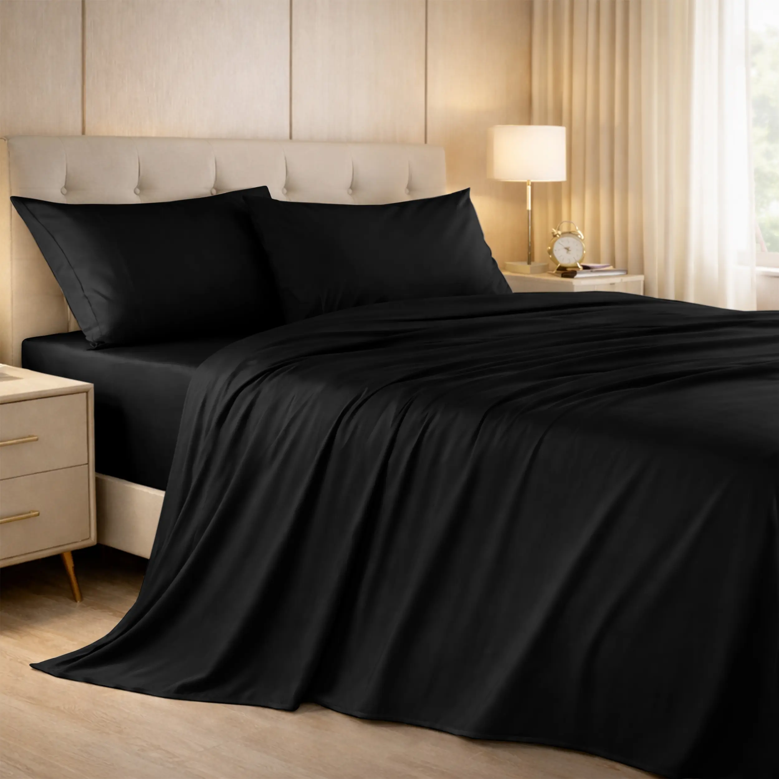 Lux Decor Bamboo Blend Cooling Bed Sheets, 3/4 Piece Soft Breathable Bedding Set, Stay Cool All Night, Up to 16 inches Deep fitted Sheet, Silky Smooth Hotel Quality Sheets for Hot Sleepers