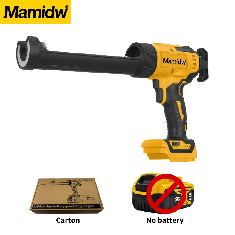 Heavy Duty Cordless Caulk Gun (No Battery), 850kg Thrust Power Sealant Applicator, 6 Adjustable Speeds, Anti-Drip Design, 180mm Max Stroke, 20V Max Compatible, 21V Rated, 5Ah, Built-In LED Light for Tile Grouting & Home Renovation, Brushless Motor, 180Mm,