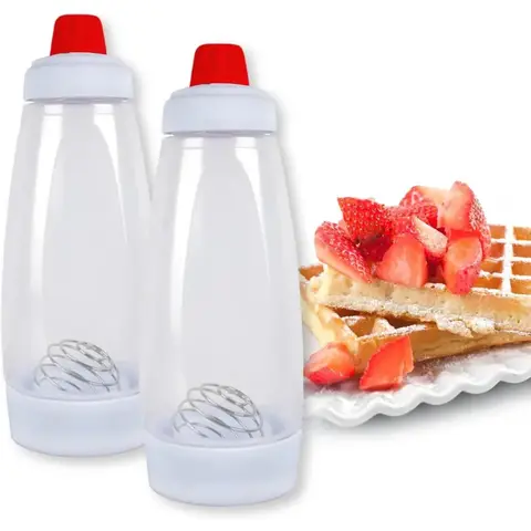 Pancake Batter Dispenser with BlenderBall Wire Whisk & Mixer Bottle - Kitchen Gadgets with Heat-Safe Spout, Flow Control, Quick Dishwash Cleanup for Batter Mixing Christmas Cookware