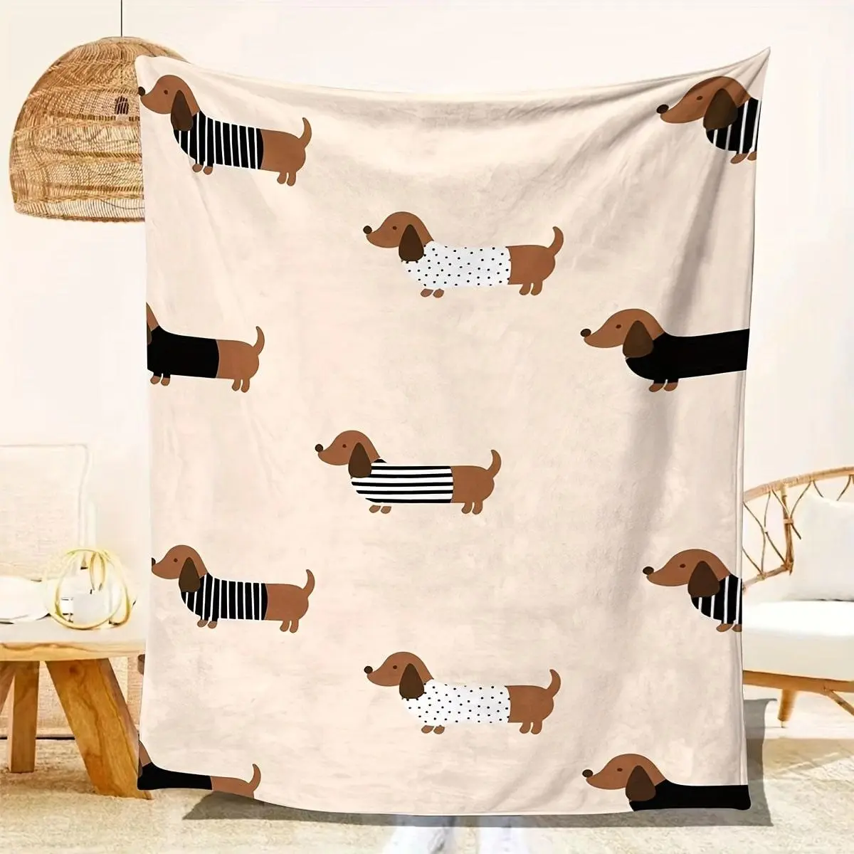 Dachshund Print Throw Blanket - Cozy, Soft, Comfortable Warm Camping Throw Blanket for Home, Air-Conditioned Office Use, Cozy Throw Blankets
