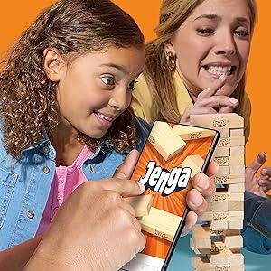 Jenga Game| Digital Die for 6 More Ways to Play| Original Wood Block Game| Stacking Tower| 1+ Players| Party Games