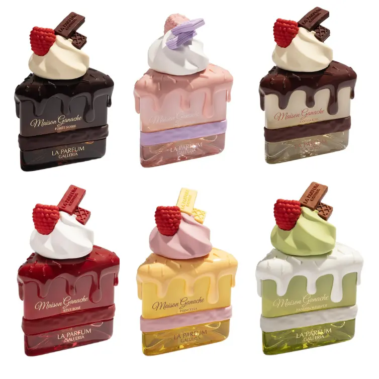 (6pc Bundle Pack) Pandan Whisper + Sweet Cloud + Cocoa Kiss + Princessa + Reve Rose + Foret Noire by La Parfum Galleria Maison Ganache EDP, 3.4 oz