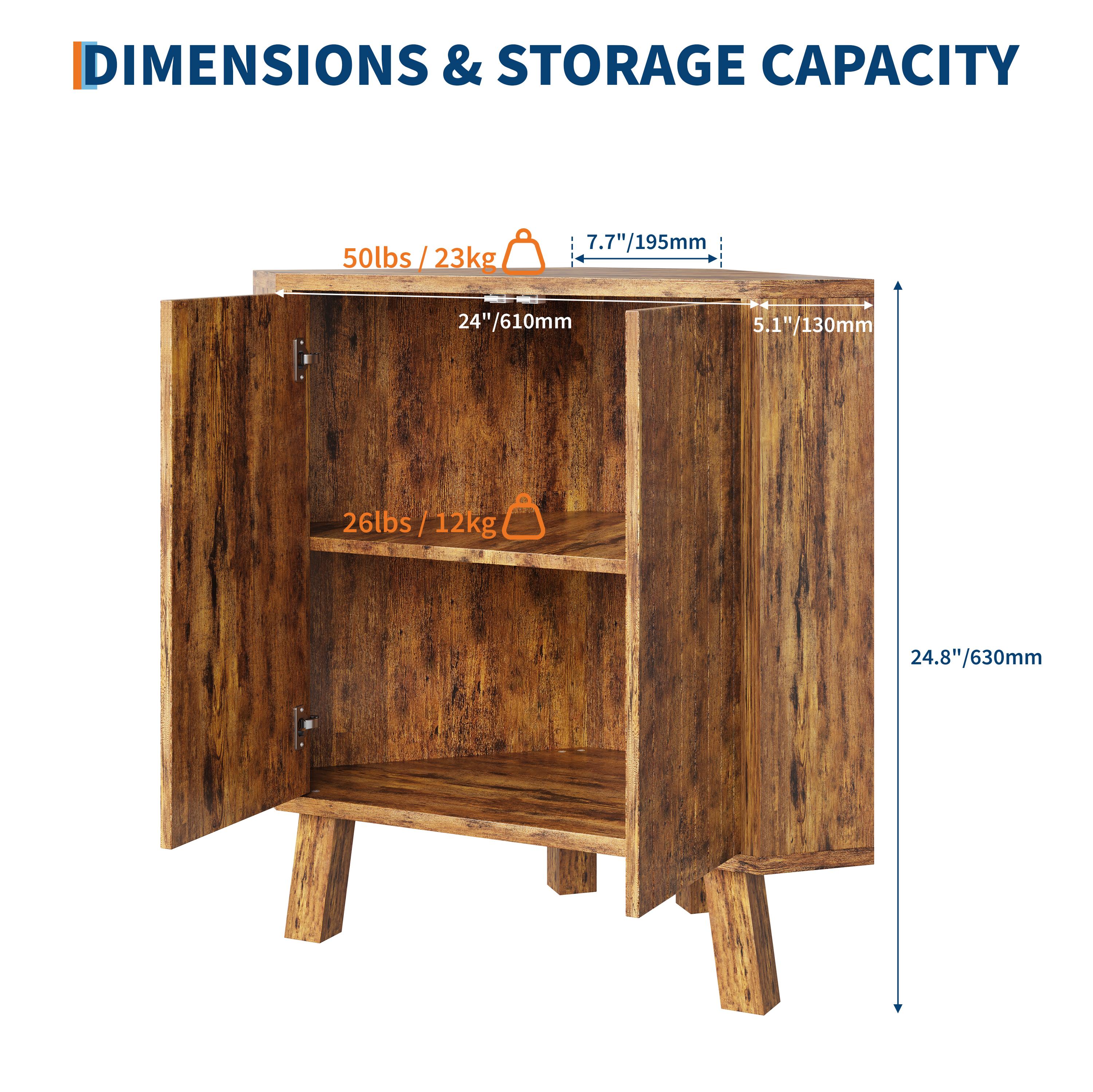 31.5'' Corner Cabinet with Doors, 3-Tier Industrial Fluted Corner Shelf with Adjustable Shelf, Freestanding Triangle End Table for Living Room, Bedroom, Kitchen, Bathroom