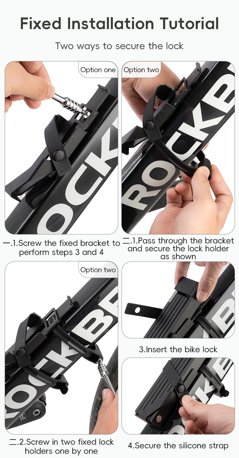 ROCKBROS Folding Bike Lock, Bicycle Lock Heavy Duty Anti Theft, Bike Locks with Mounting Bracket, Durable Alloy Scooter Lock,67 cm/26 inches ROCKBROS Folding Bike Lock, Bicycle Lock Heavy Duty Anti Theft, Bike Locks with Mounting Bracket, Durable Alloy Scooter Lock,67 cm/26 inches