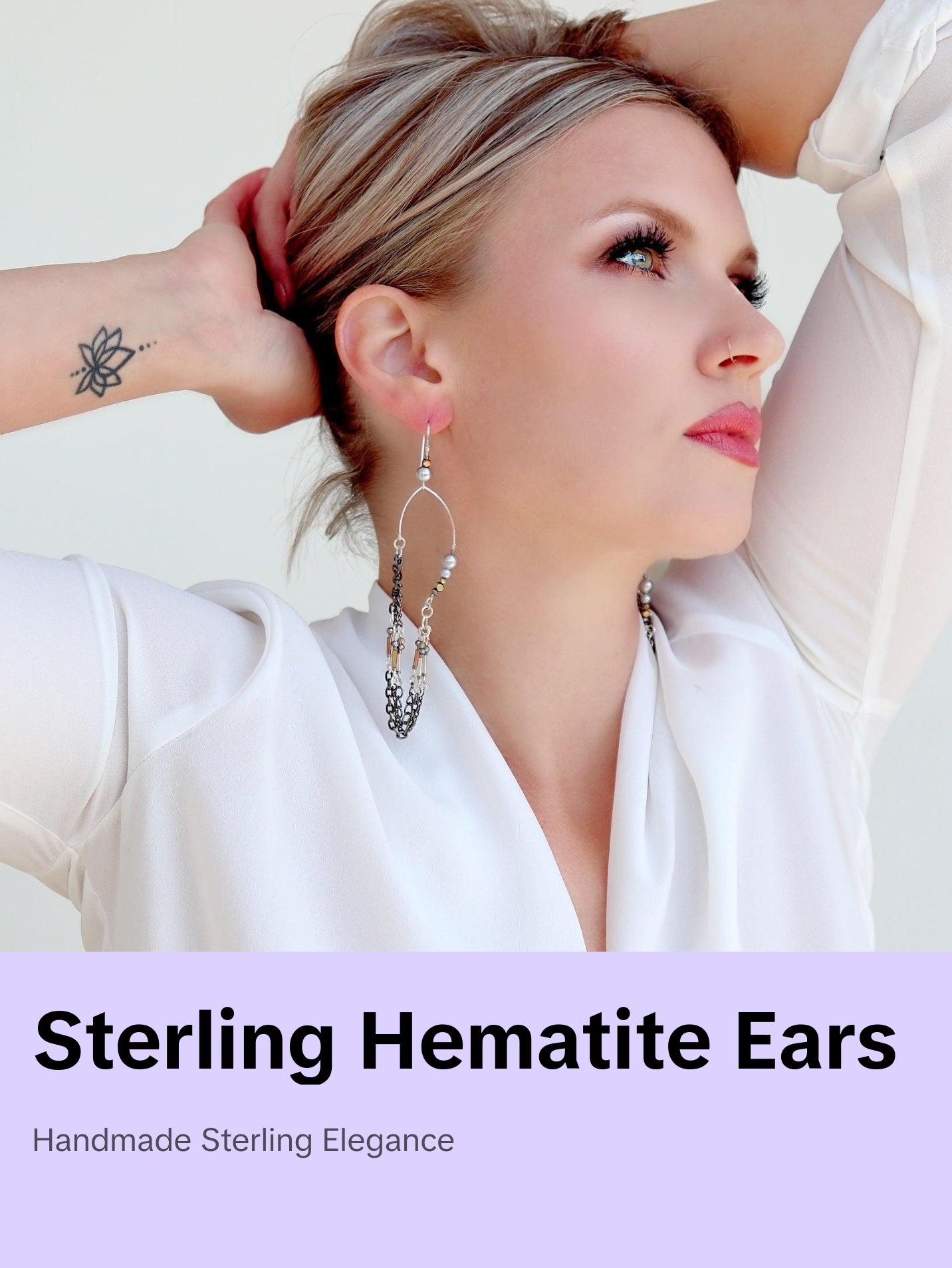 Kate Sculptured Sterling Silver and Hematite Chain Shoulder Duster Earrings