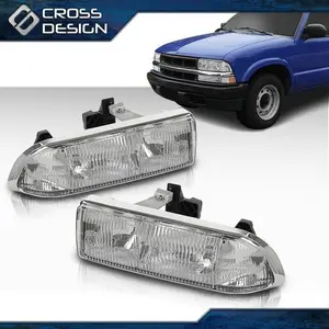 CROSSDESIGN Left & Right Headlights Assembly Set Clear Fit For 98-05 Chevy Blazer 98-04 S10