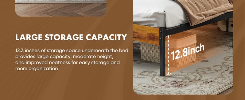 【Deal】Metal Platform Bed Mattress Foundation with Headboard and and Footboard, No Box Spring Needed with 800LBS Sturdy Wooden Slats Support