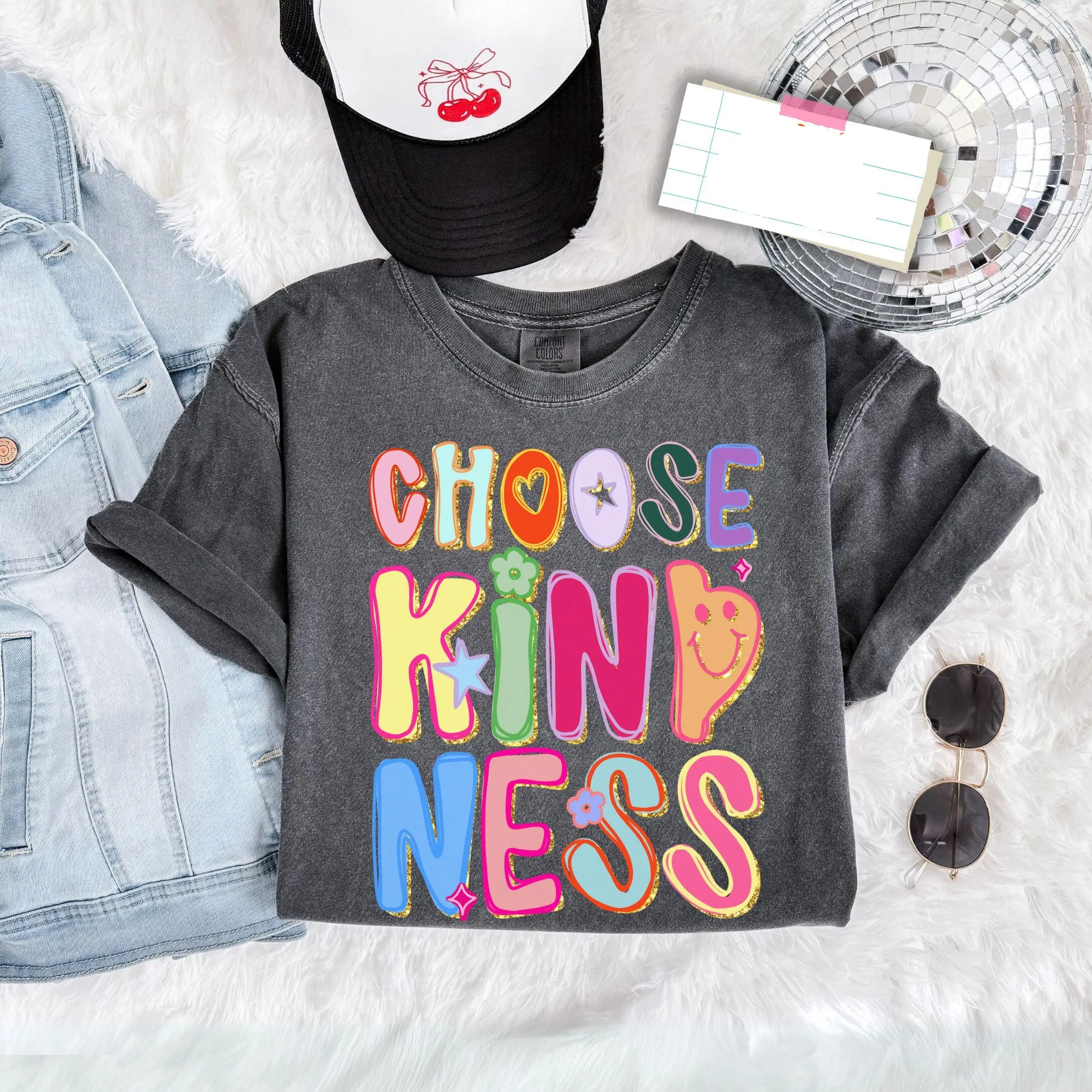 Comfort Colors Choose Kindness T-Shirt Hand Drawn Motivational Shirt Teacher Positive Affirmations Metal Health Tee Appreciation Gift