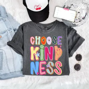 Comfort Colors Choose Kindness T-Shirt Hand Drawn Motivational Shirt Teacher Positive Affirmations Metal Health Tee Appreciation Gift