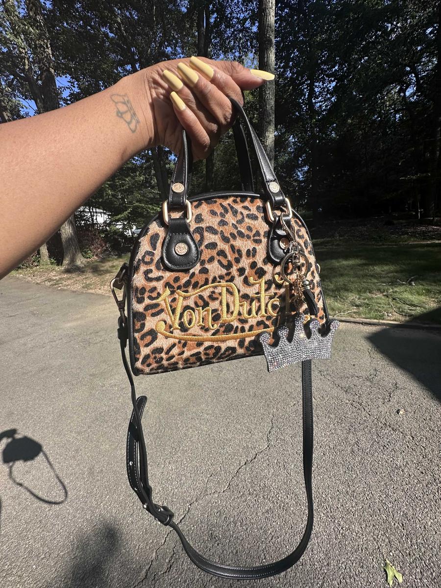 Item: Leopard Vegan Pony Hair Bowling Bag