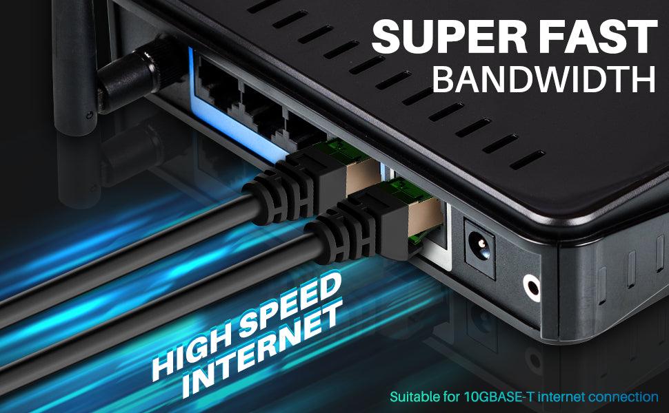 Cat7 Outdoor Ethernet Patch Cable - SFTP Shielded Foil Twisted Pair - Waterproof, Black