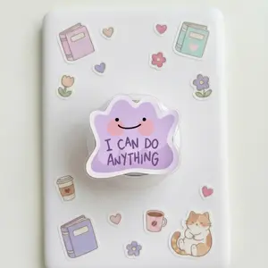 Cute Purple Ditto Inspired Phone Grip, I Can Do Anything Griptok, Kawaii Motivational Phone Stand, Aesthetic Tech Accessory, Gift for Students, Positive Affirmation Phone Holder, Pastel Art