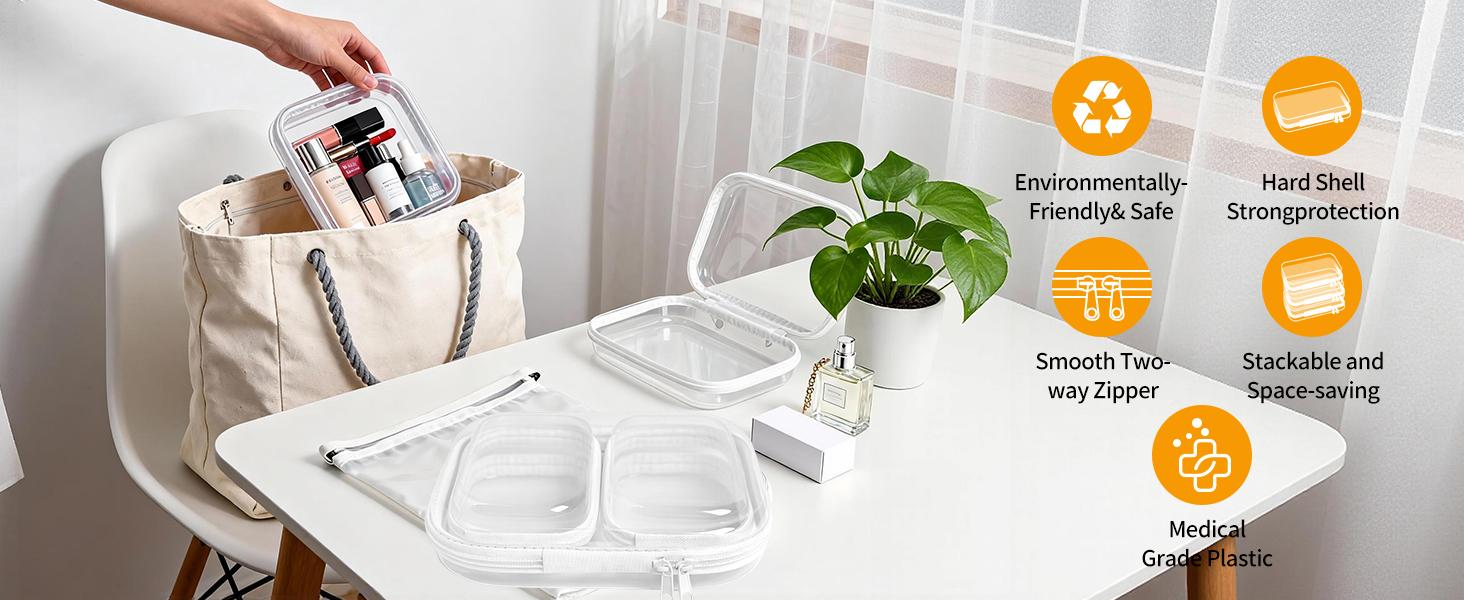 5PCS Clear Hard Shell Zippered Case, Diaper Bag Organizing Pouches, Waterproof Cosmetic Bag, Kid's Toy Strage Organizer Bins, Pencil Case, Christmas Storage Bins Clear Hard Shell Zippered Case, Diaper Bag Organizing Pouches, Waterproof Cosmetic Bag