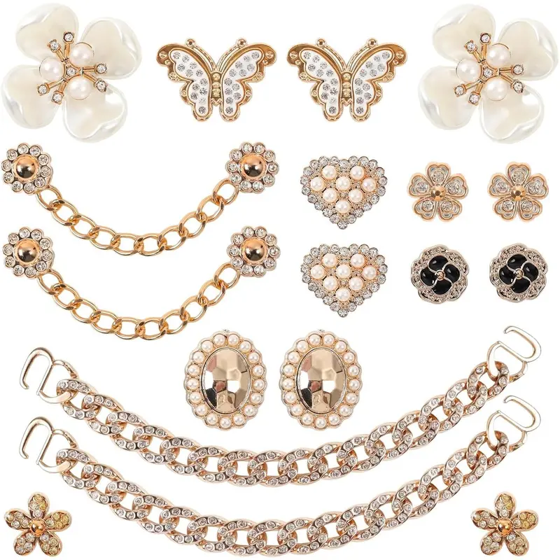 18 Pcs Bling Shoe Charms Bling Chain Butterfly Flower Clog Shoes Decoration Crystal Rhinestone Accessories for Women Party Birthday Gift