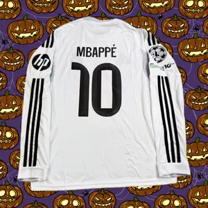 2025 26Home White#10 Mbappe Long Sleeve Soccer Jersey