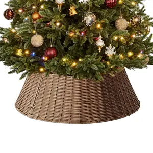 Christmas Tree Collar, 4-Piece Durable Wicker Base Cover for 7.5ft Artificial Trees, Holiday Decorations, Natural