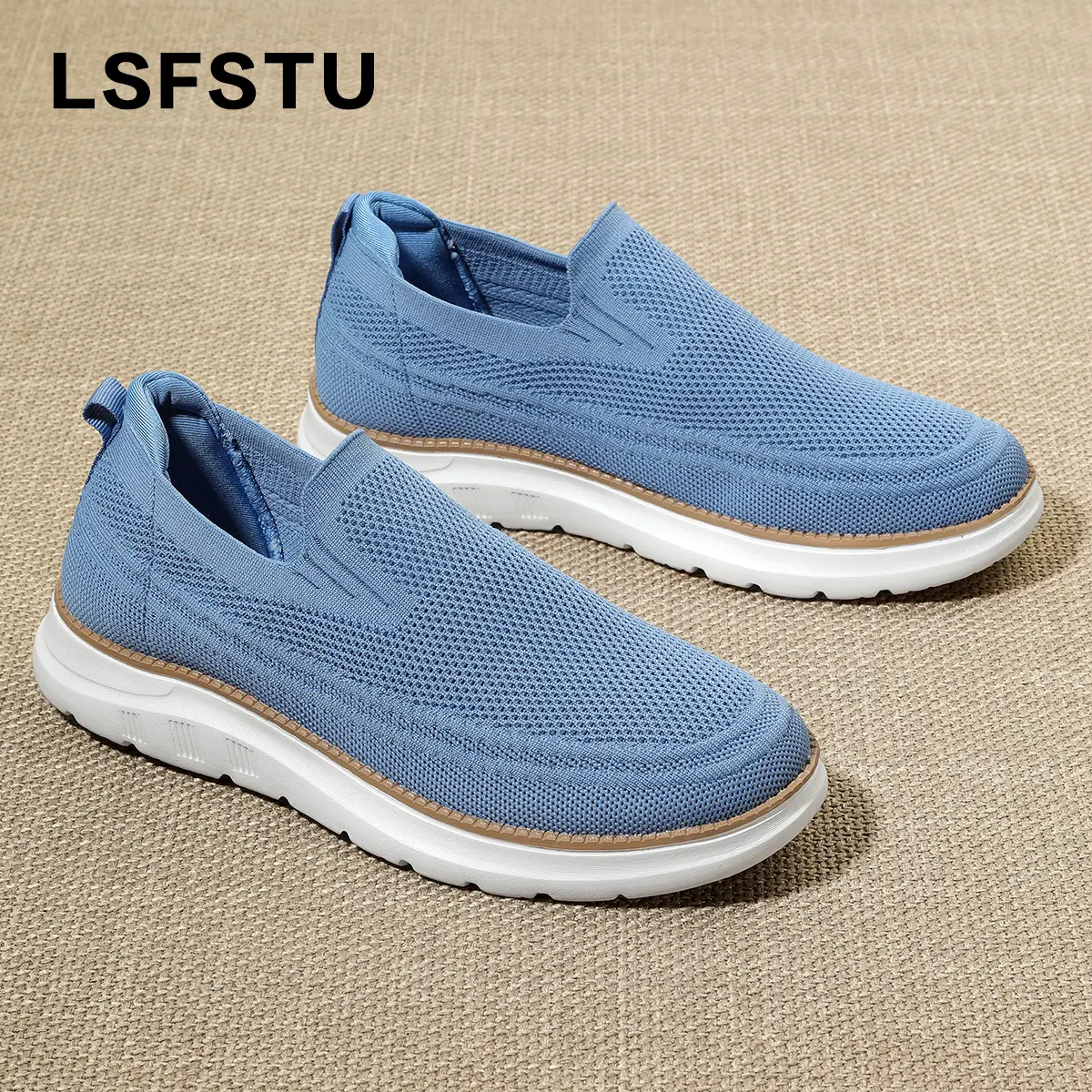 Men's Low-Top Drive-Moc Style Flat-Sneaker, Comfortable Slip-On Moccasin Sneakers, Lightweight Breathable EVA Fabric Cloth Footwear, Minimalist Round-Toe Casual Trainers for Driving, All-Season Basic Shoes