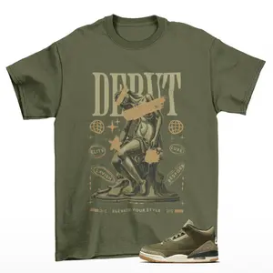 Debut Jordan 3 Family Affair Medium Olive Matching Sneaker Tee Shirt