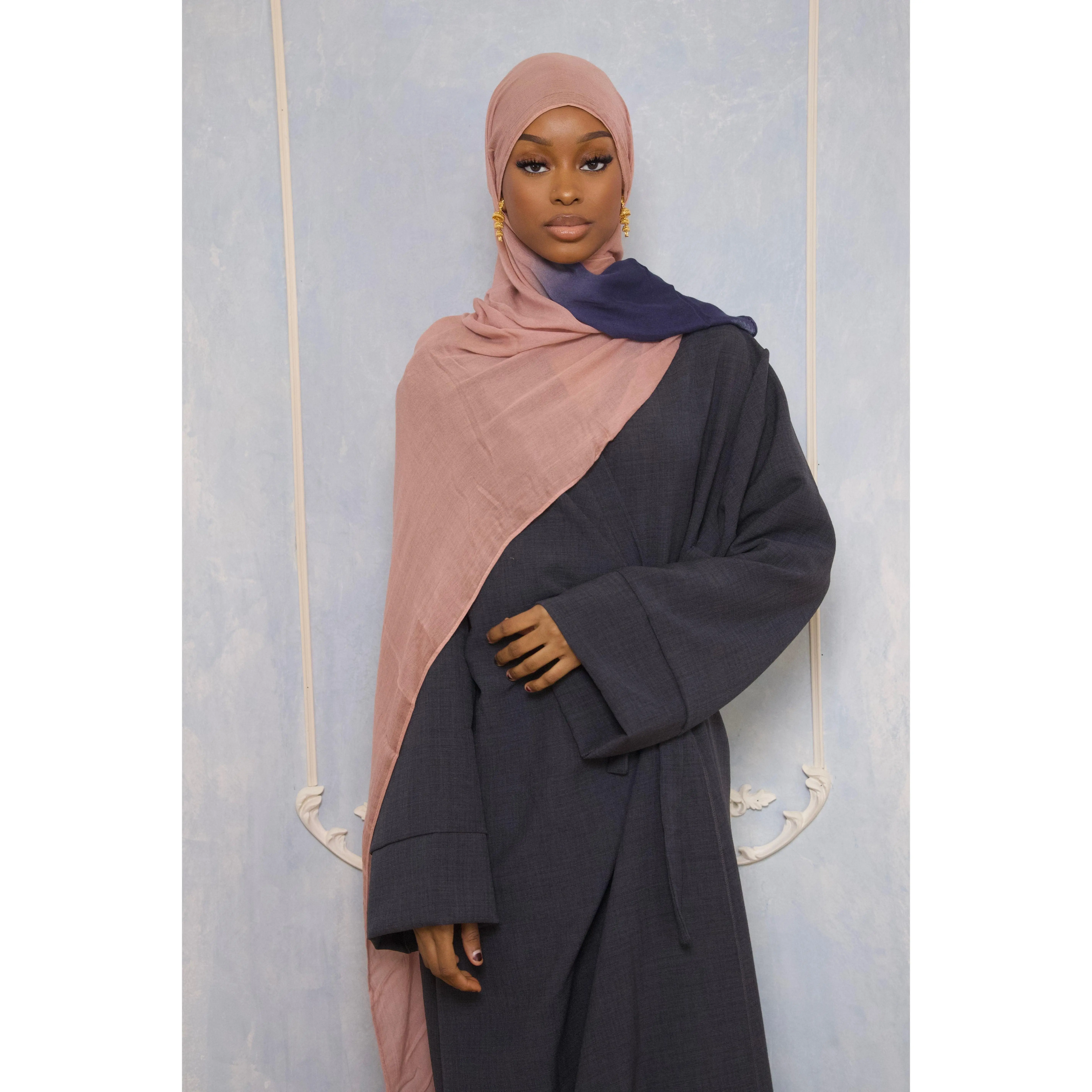 Linen Wrap Abaya - Grey, Lightweight & Soft Linen Texture, Adjustable Tie Waist, Minimal Flowing Cut, Chic & Versatile Design